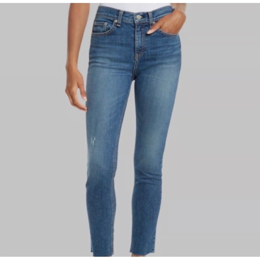 Ragโ Bone Women's Size 28 Levee Raw Hem Crop Skinny Jeans Frayed Hem